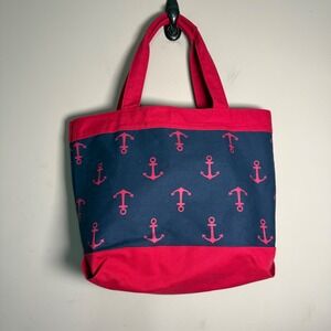 Nautical Anchor Print Navy/Red Tote